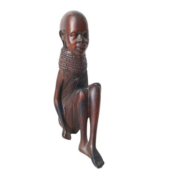 3 Hand-Carved African Tribal Art Ebony Figurines Folk Art - Picture 3 of 9